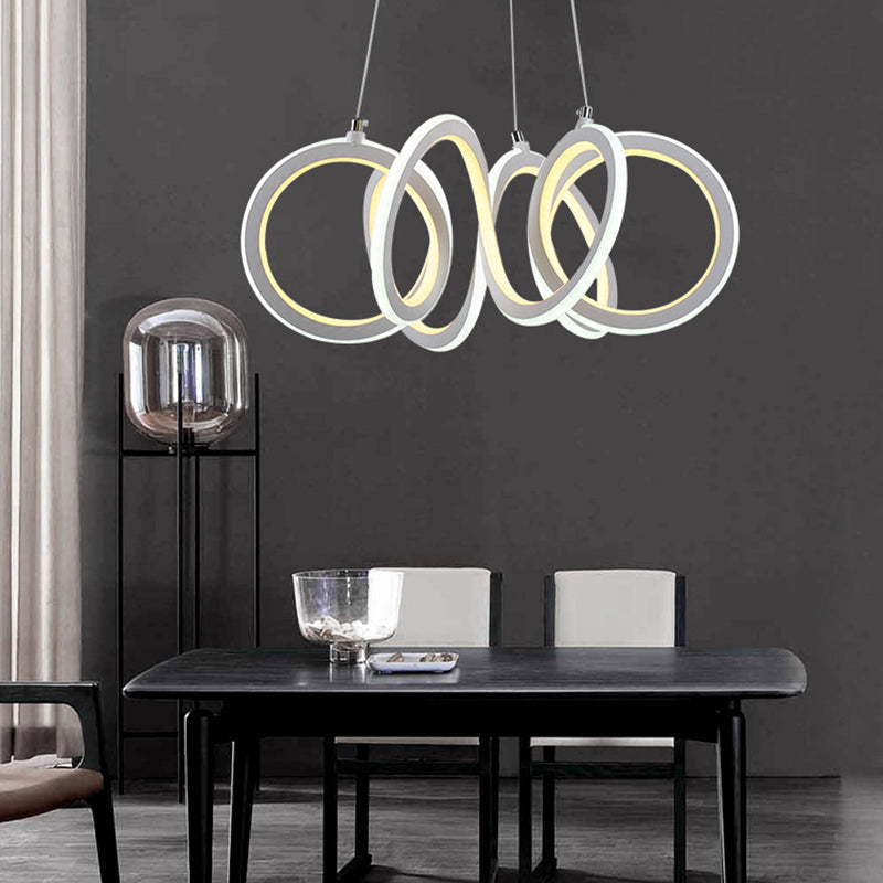 Modern Led Living Room Chandelier With Cycle Acrylic Shade - White Pendant