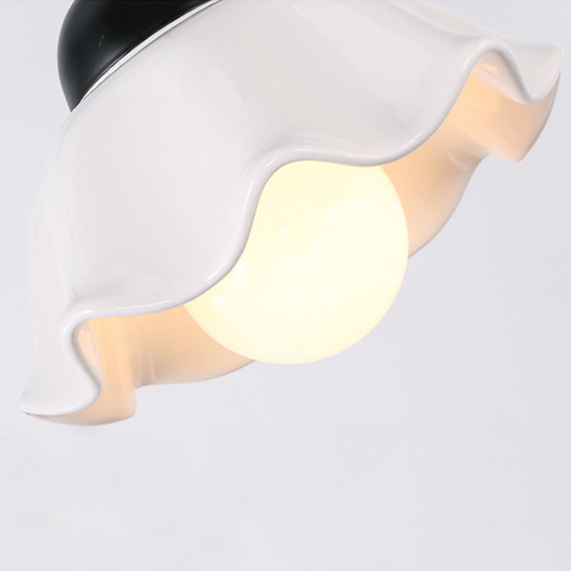 Loft Style White Glass Pendant Ceiling Light - Flower Shade Dining Room Lighting