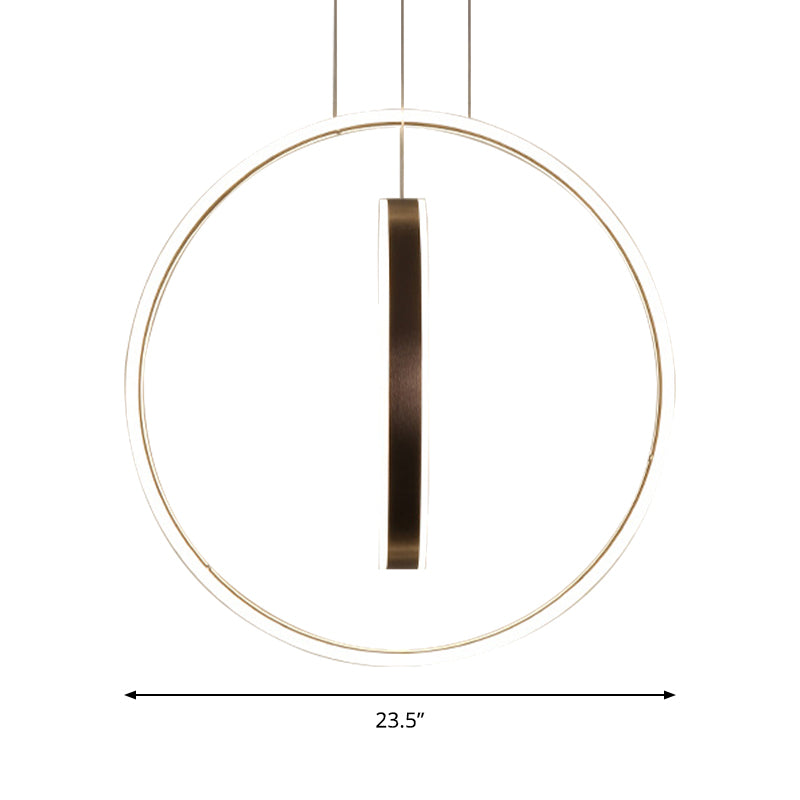 Minimalist Led Acrylic Chandelier Pendant - 23.5/31.5 Diameter Rings Brown Ceiling Light In