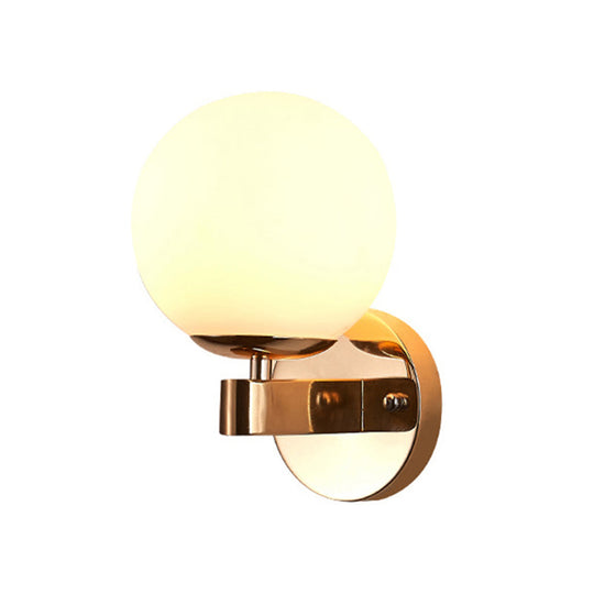 Industrial Wall Sconce With Opal Glass And 1 Light - Chrome/Gold Finish For Bedroom Lighting Gold