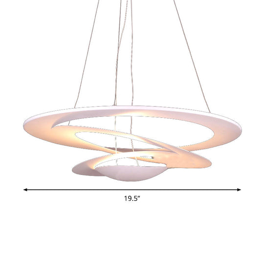 Contemporary White Spiral Ceiling Chandelier For Living Room - 19.5/25.5/31.5 Wide