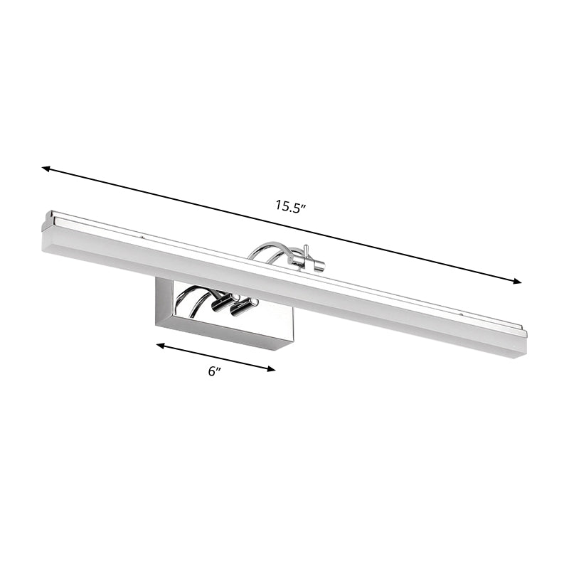 Linear Led Vanity Light With Acrylic Shade In Warm/White Silver Finish 19/23 Width