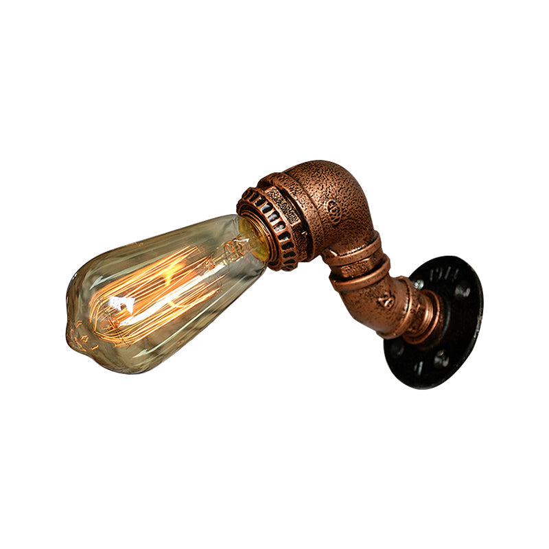 Rustic Copper/Bronze Wrought Iron Sconce Wall Light - Industrial Pipe Design Stairway Lighting (1