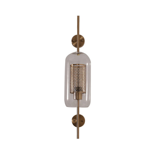 Cylindrical Wall Sconce: Silver/Gold Industrial Light Fixture 1-Light Smoke Glass 5/6 Wide