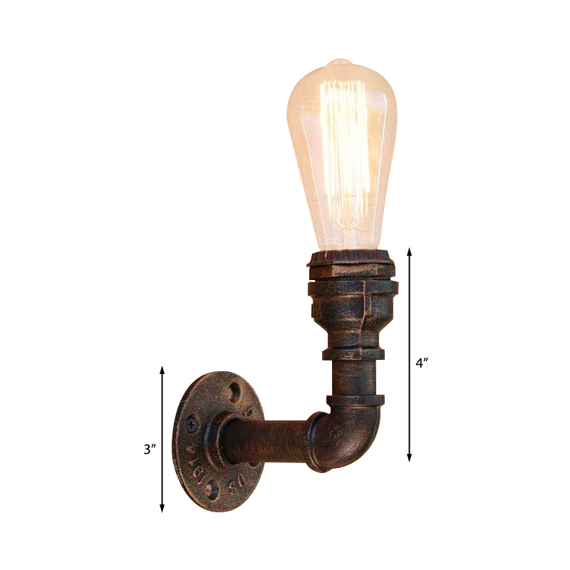 Curved Metal Wall Sconce Light With Industrial Style And Antique Bronze Finish For Bedroom