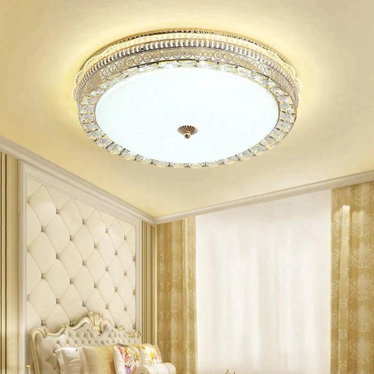 European Round Crystal Lamp Living Room Bedroom Led Ceiling 50Cm / Three Color Light