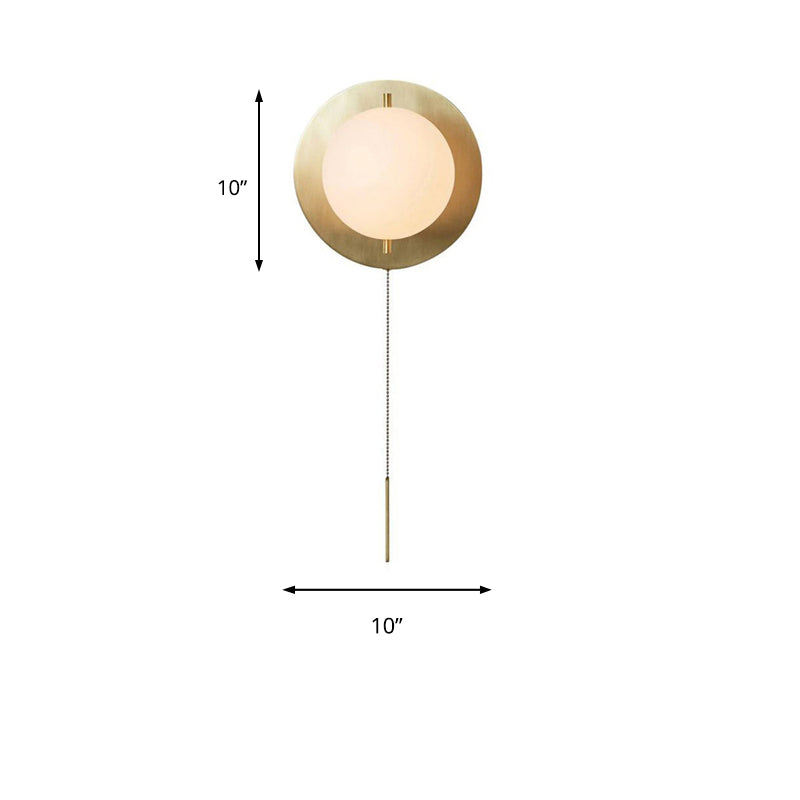 Stylish White Orb Shade Wall Light With Brass Base - Modern Metal Glass Lamp For Boutique