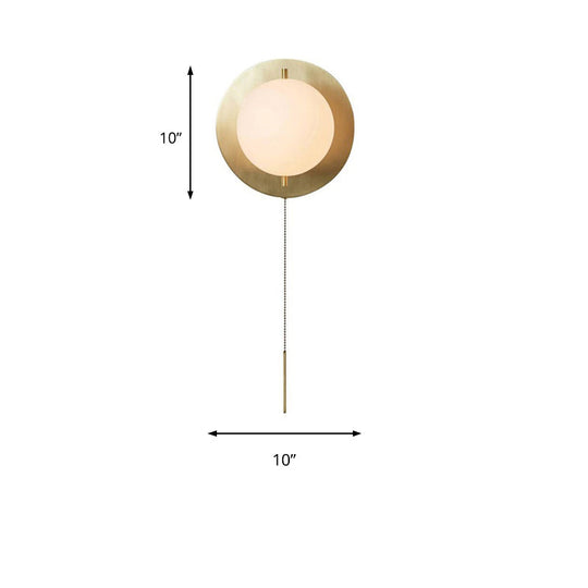 Stylish White Orb Shade Wall Light With Brass Base - Modern Metal Glass Lamp For Boutique