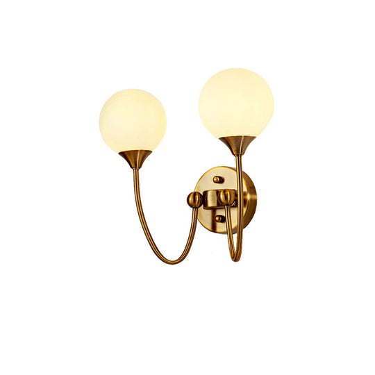 Gold Milk Glass Wall Sconce: Elegant And Stylish 1/2 Lights Light With Ball Shade For Living Room