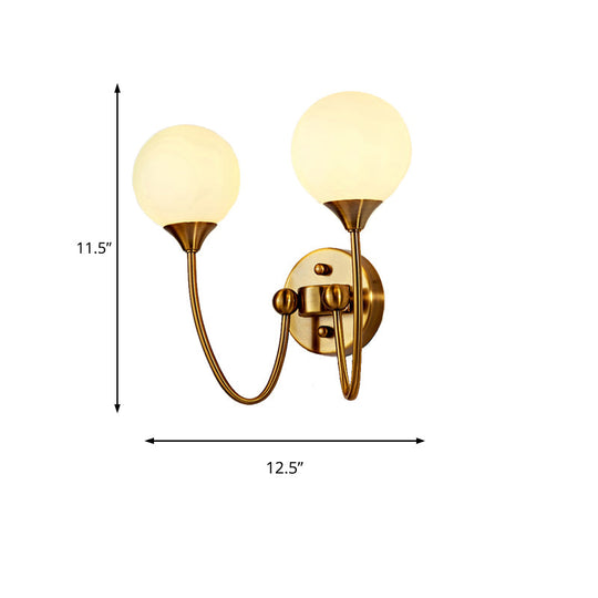 Gold Milk Glass Wall Sconce: Elegant And Stylish 1/2 Lights Light With Ball Shade For Living Room