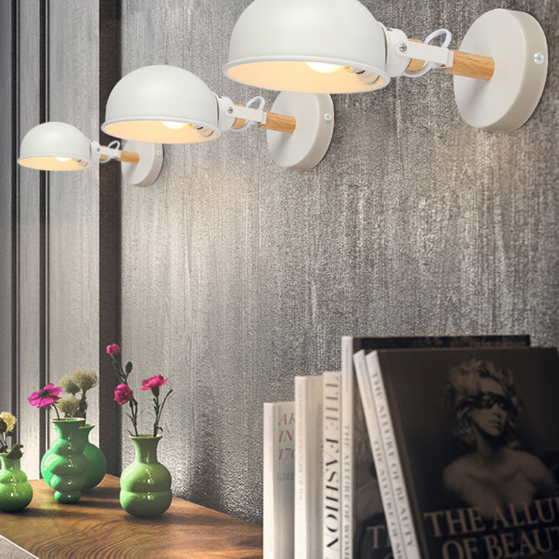White Domed Wall Light: Angle Adjustable Metal Nordic Style Lamp - Ideal For Office Showrooms