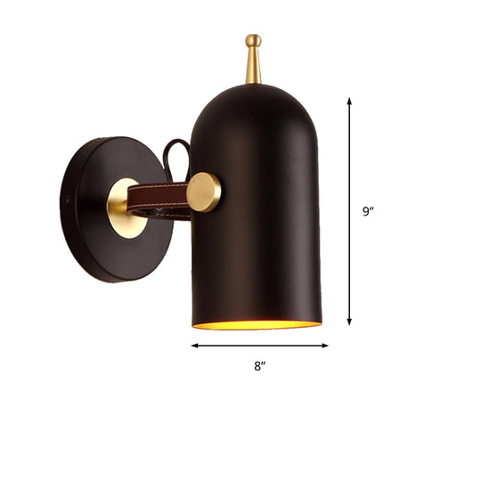 Rotatable Modern Black Wall Lamp For Office Corridor - Cup Shade Metallic Finish
