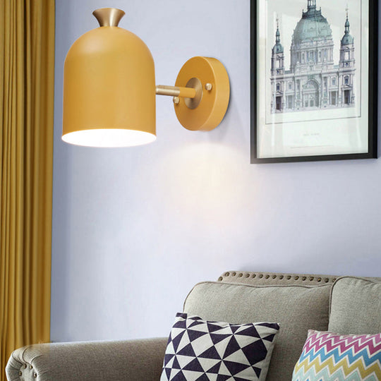 Candy-Colored Macaron Wall Light For Dining Room - Aluminum Sconce Lamp With 1 Yellow
