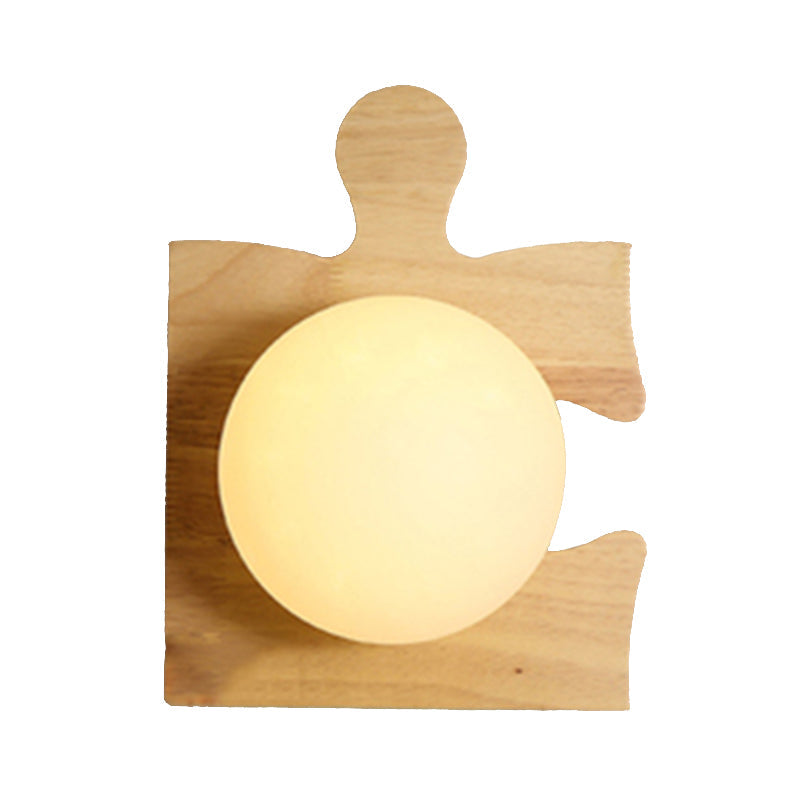 Japanese Style Wooden Puzzle Base Wall Light - 1 Beige Sconce Lamp For Corridor & Kitchen Wood / B