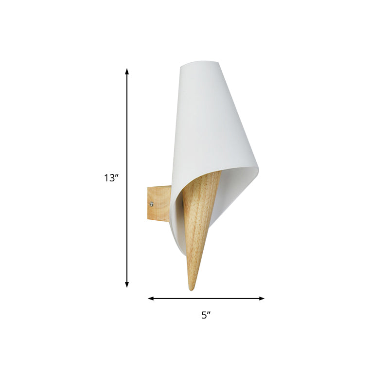 Contemporary Glass Sweet Cone Wall Light In White & Beige For Living Room