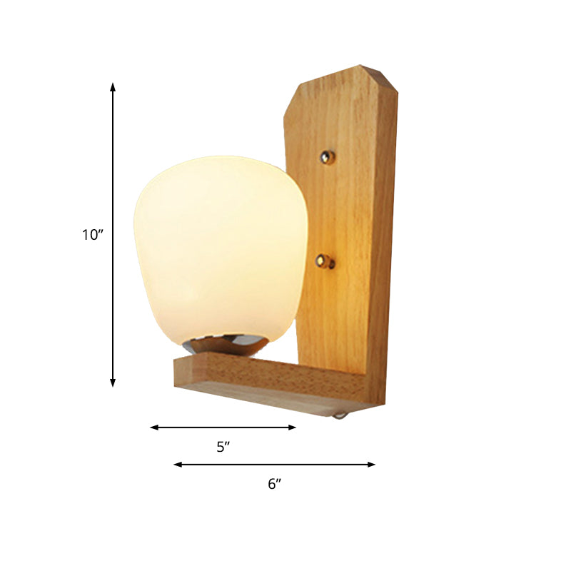 Japanese Milk Glass Wall Sconce Lamp - Elegant 1-Light Ball Shape In White For Hotel Dining Room