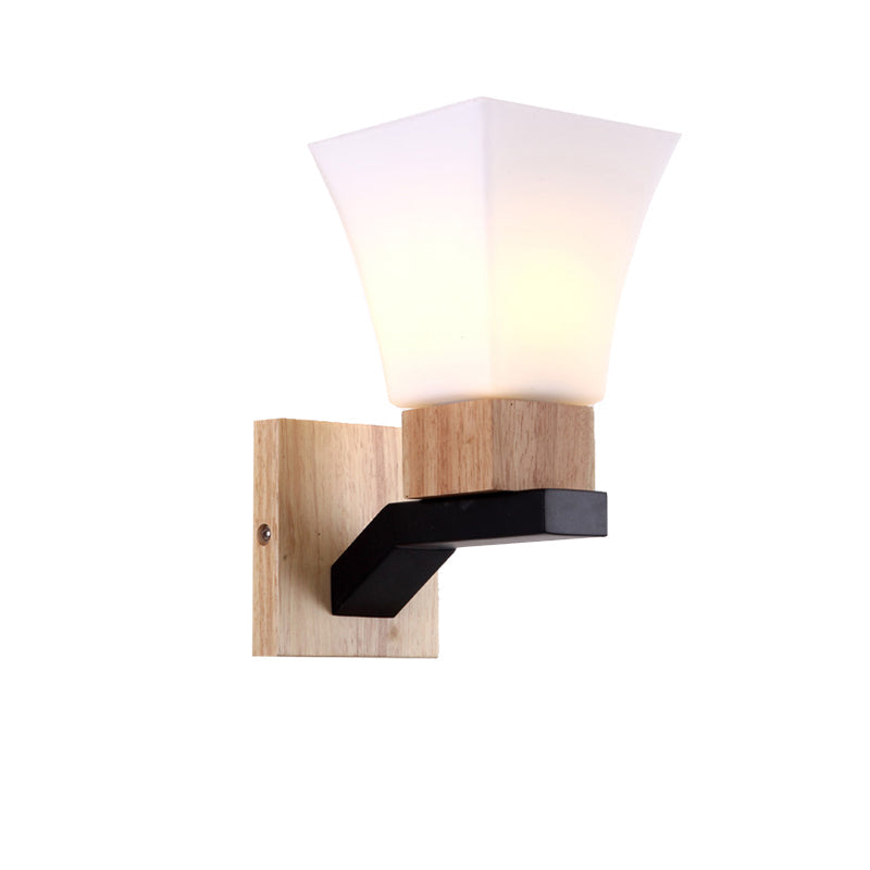 Modern White Inverted Bell Wall Sconce - Frosted Glass One Head Lamp For Bedroom And Dining Room