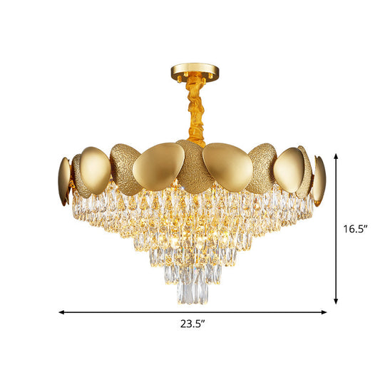 Modern Crystal Chandelier With 11 Gold Bulbs For Stylish Living Room Pendant Lighting