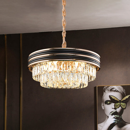 Black Crystal Chandelier Pendant - Modern 9/11-Head Drop Lamp for Table - 18"/21.5" W