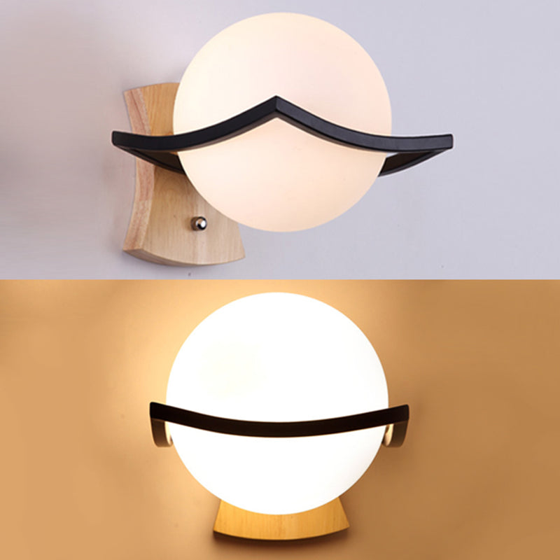 Modern Milk Glass Wall Lamp - White Bedside Sconce Light