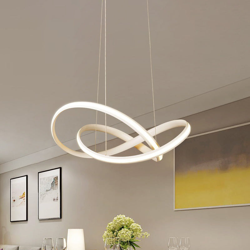 Minimalist Metal Cross Ring Led Ceiling Chandelier In Warm/White Light - Coffee & White