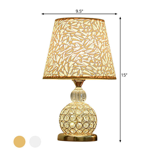 Modern Crystal Embedded Bedroom Table Light - 1 Bulb Gold/Silver/Red Nightstand Lamp With