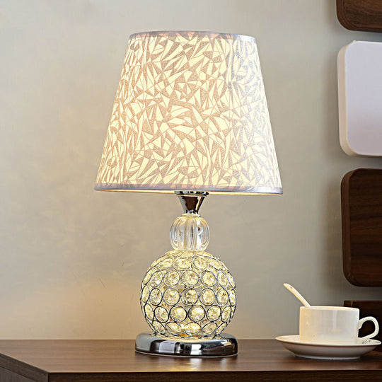 Modern Crystal Embedded Bedroom Table Light - 1 Bulb Gold/Silver/Red Nightstand Lamp With
