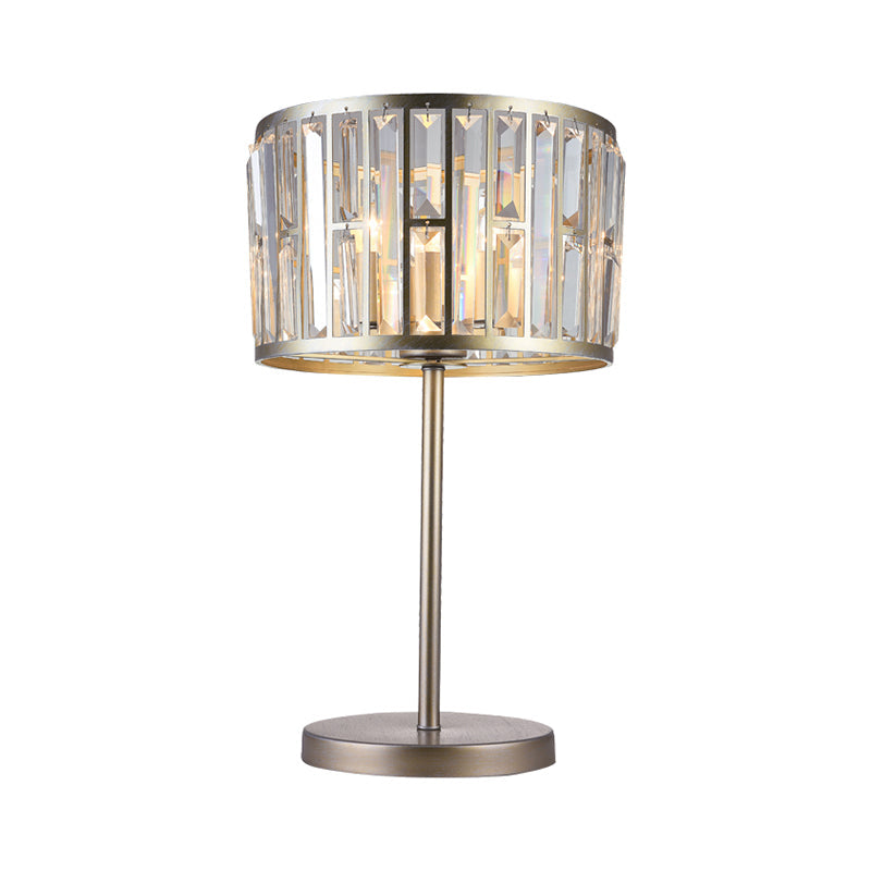 Giulia - Stylish Gold/Black 1 Bulb Nightstand Lamp Modern Crystal Blocks Embedded Cylinder Table Light for Drawing Room