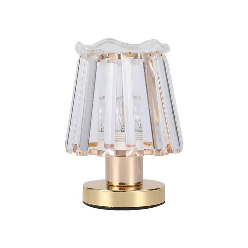 Louise - Gold Beveled Crystal Prisms Tapered Desk Light Minimalist 1 Light Reading Lamp in Gold