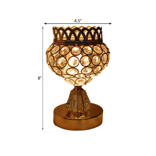 Gold Crystal Desk Lamp: Cuboid/Globe/Crown Design For Contemporary Bedroom Night Table