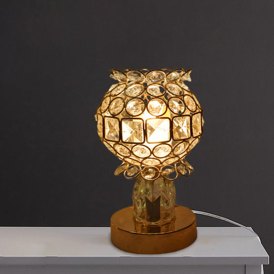 Gold Crystal Desk Lamp: Cuboid/Globe/Crown Design For Contemporary Bedroom Night Table / B