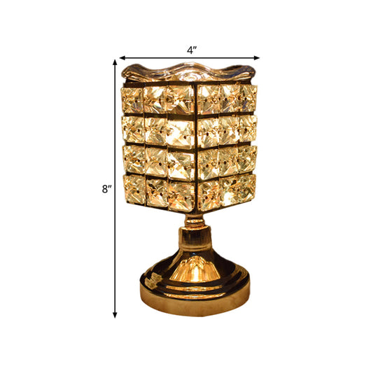 Gold Crystal Desk Lamp: Cuboid/Globe/Crown Design For Contemporary Bedroom Night Table