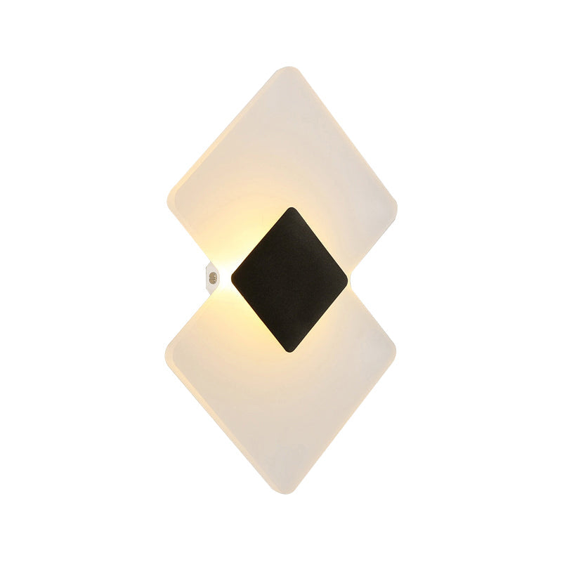 Modern Led Acrylic Wall Lamp: Textured Silver/Black Rhombus Sconce Light With Remote Control