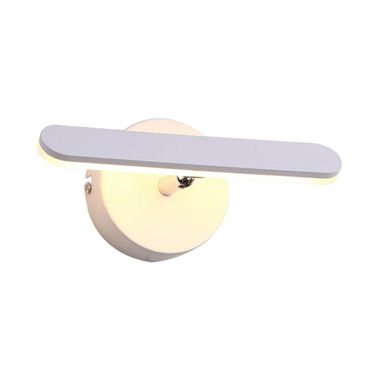 Adjustable Led Wall Sconce In White For Bedside Simple Style Metal Lighting