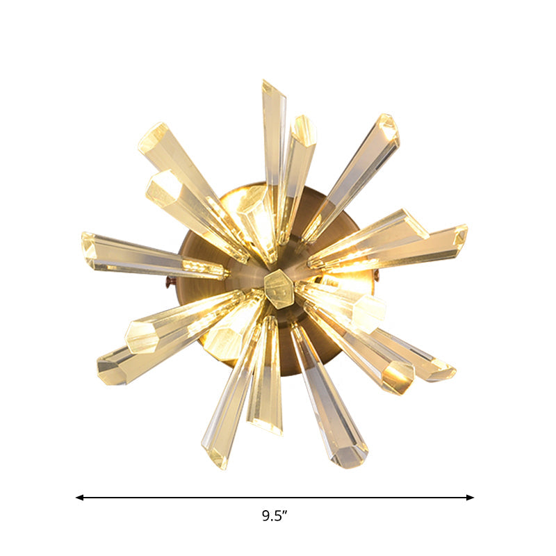Contemporary 2-Head Gold Crystal Rod Sputnik Wall Sconce - Warm/White Light
