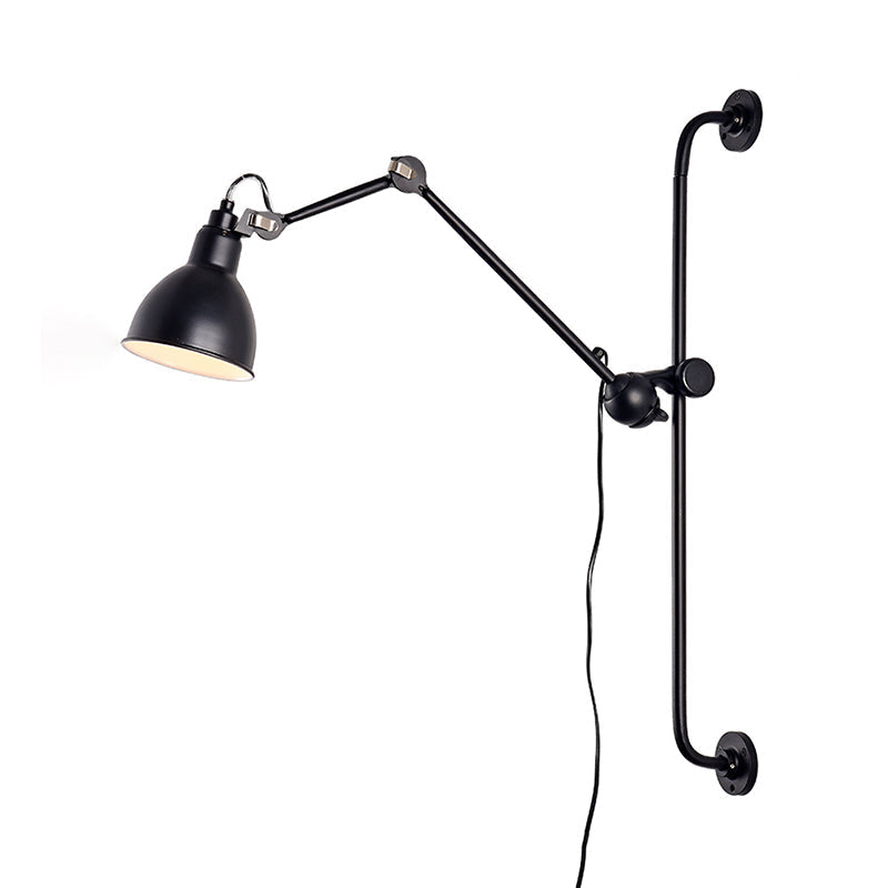 Modernist Style Black/White Dome Shade Wall Light With Adjustable Metal Lamp - Ideal For Dining Room