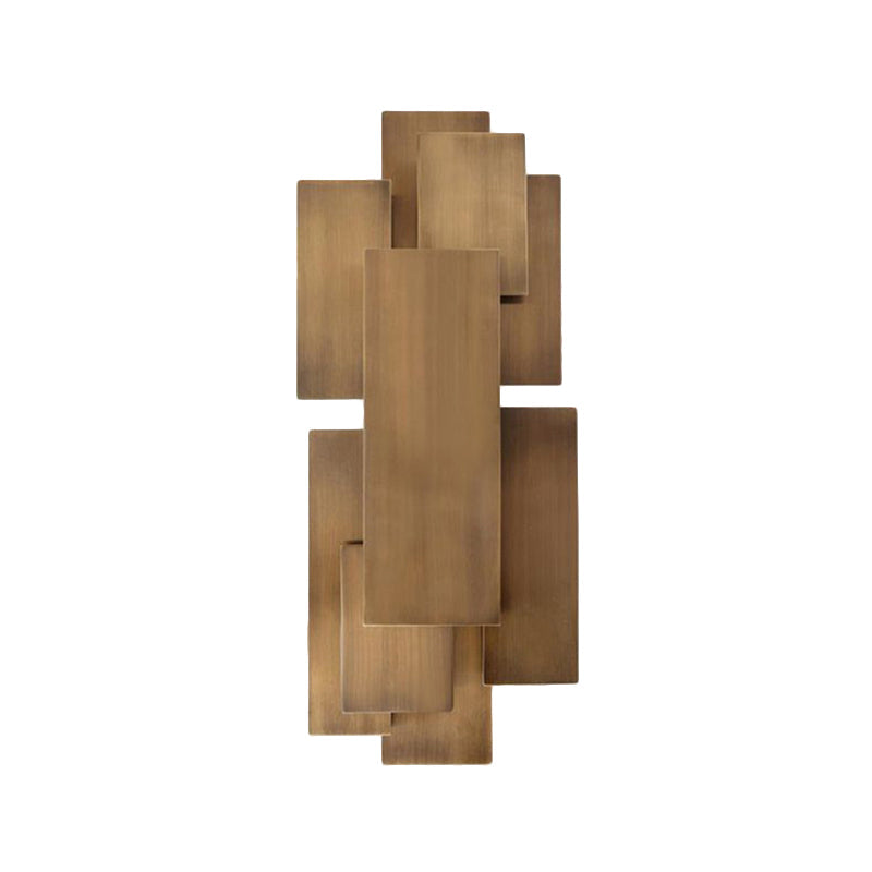 Led Wall Sconce With Metallic Rectangular Shade For Stairway Or Dark Wood