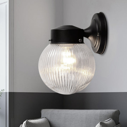 Modern Prismatic Glass Wall Mounted Sconce - 1 Light Black/White Ideal For Hallway Black