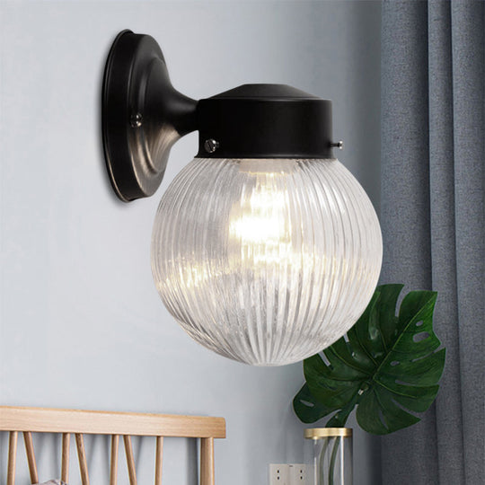 Modern Prismatic Glass Wall Mounted Sconce - 1 Light Black/White Ideal For Hallway