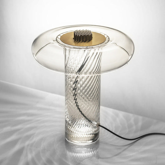 Minimalist Clear Twisty Glass Mushroom Table Lamp - Creative Night Light For Sitting Room