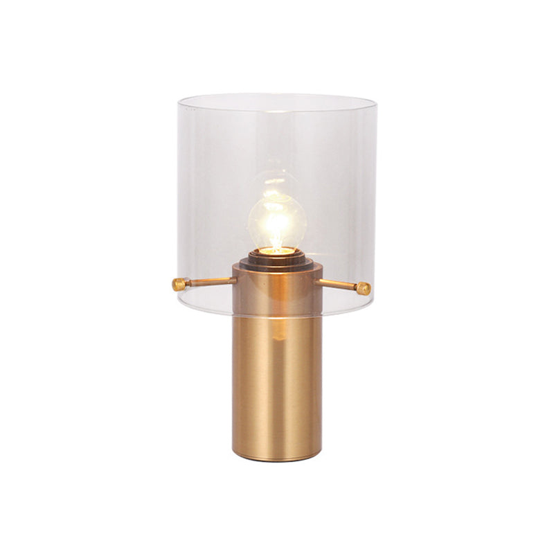 Brass Night Lamp With Translucent Glass Shade For Living Room - Postmodern Style