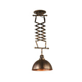 Industrial Iron 1-Light Drop Lamp With Extendable Arm - Bronze Bowl Ceiling Light For Clothing