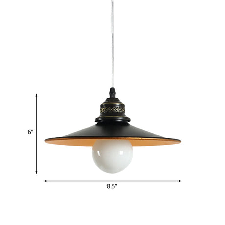 Saucer Iron Ceiling Pendant Lamp - Industrial Suspension Lighting In Black 8.5/14.5 Wide