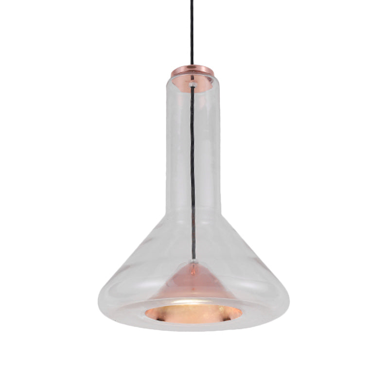 Macaron Style Hanging Lamp - Blue/Rose Gold Iron LED Pendant Light with Extra Outer Funnel Shade