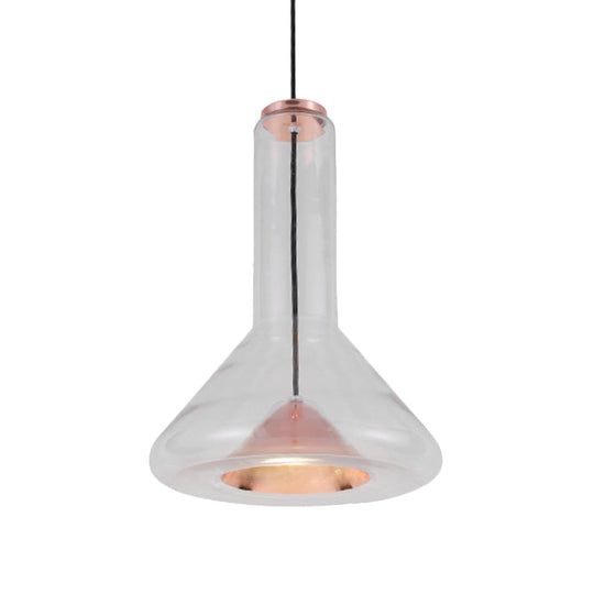 Blue/Rose Gold Conical Led Hanging Lamp With Funnel Shade
