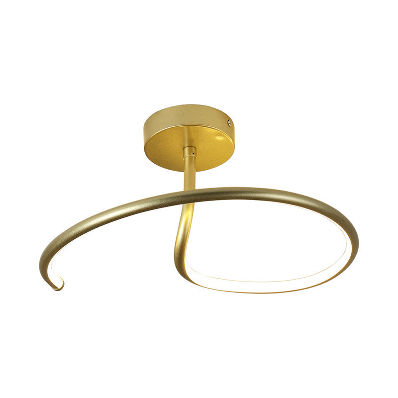 Golden Curl Led Flush Mount Ceiling Light Simple Acrylic 16/19.5 Wide Lighting Fixture