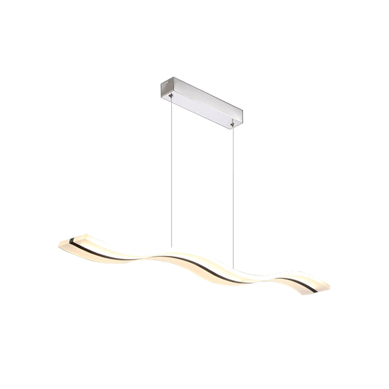 White Wavy Office Pendant Light - Minimalist Led Hanging Ceiling Fixture