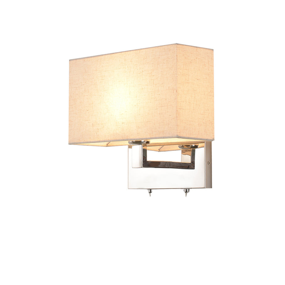Simple Beige Fabric Led Wall Light Sconce For Bedroom