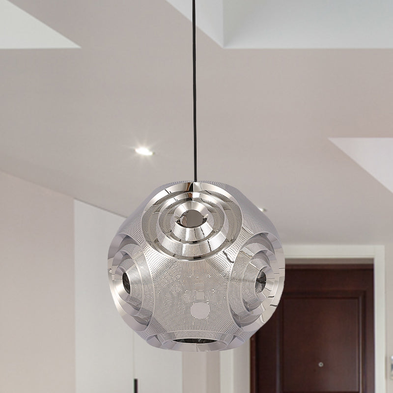 Sleek Stainless Steel Sphere Pendant Lamp Colonial 1-Head Suspension Light (11/15 W) In