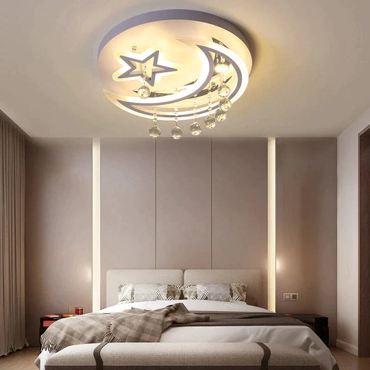 New Creative Bedroom Lamp Star Moon Led Ceiling Small 36W / Warm Light